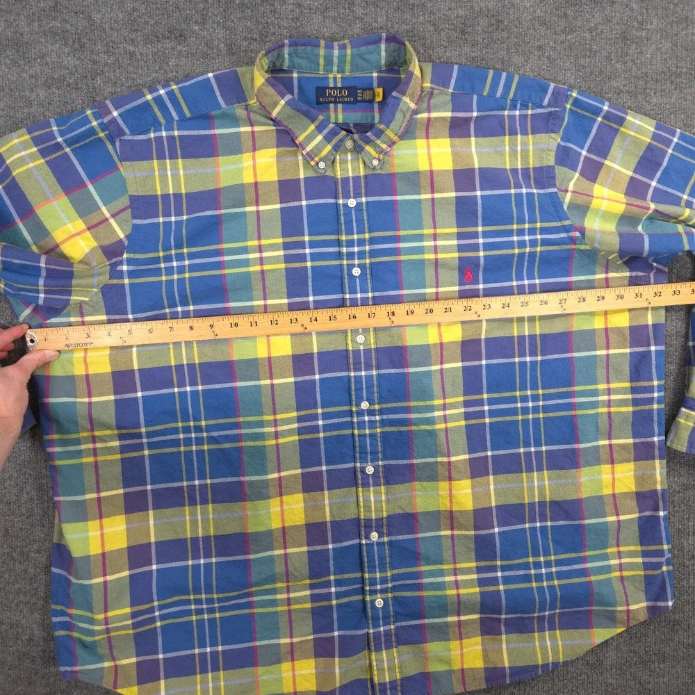 Polo Ralph Lauren Oxford Shirt Mens 4XB Multicolor Plaid Pony Button Down Preppy